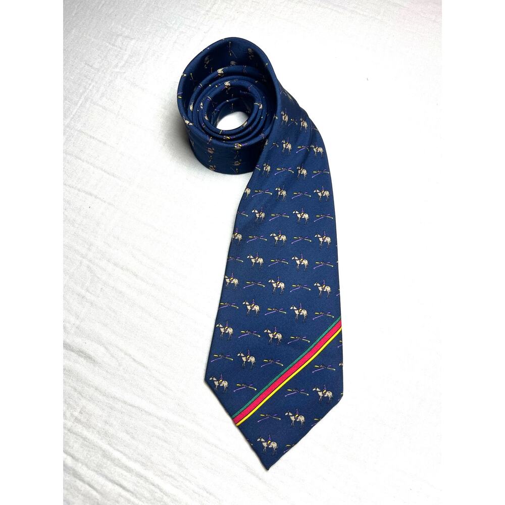 Vintage‎ 100% Italian Silk Tie Horse Polo Designed By Sills
